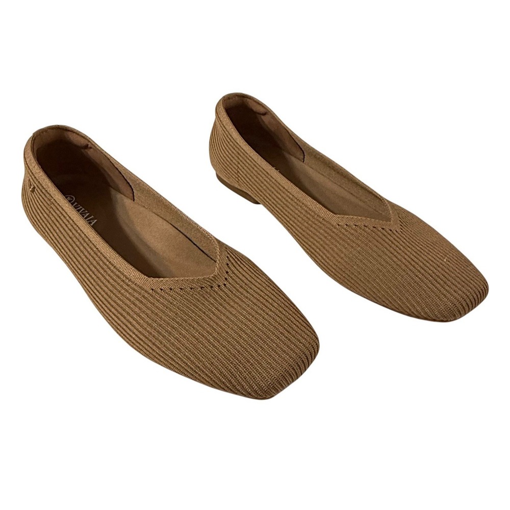 Vivaia Margot 2.0 Square-Toe V-Cut Flats Nutmeg Women Size 9US 39EU